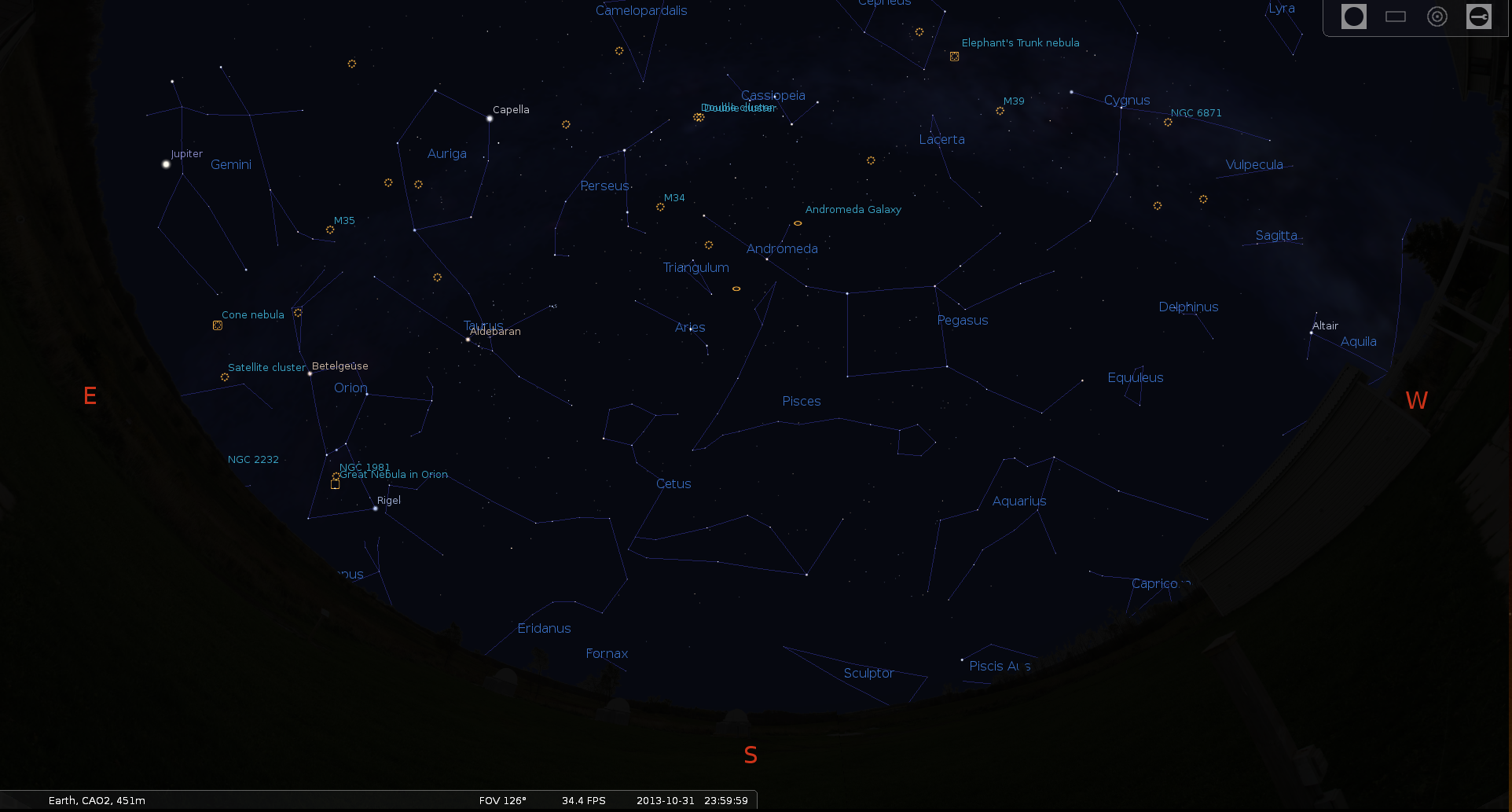 Night sky for Halloween 2013 made with Stellarium