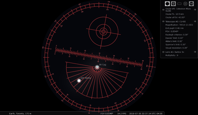 Celestron Micro Guide protractor used for position angle