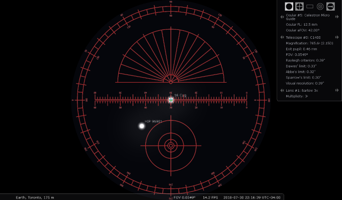 a double star behind the Celestron Micro Guide reticule